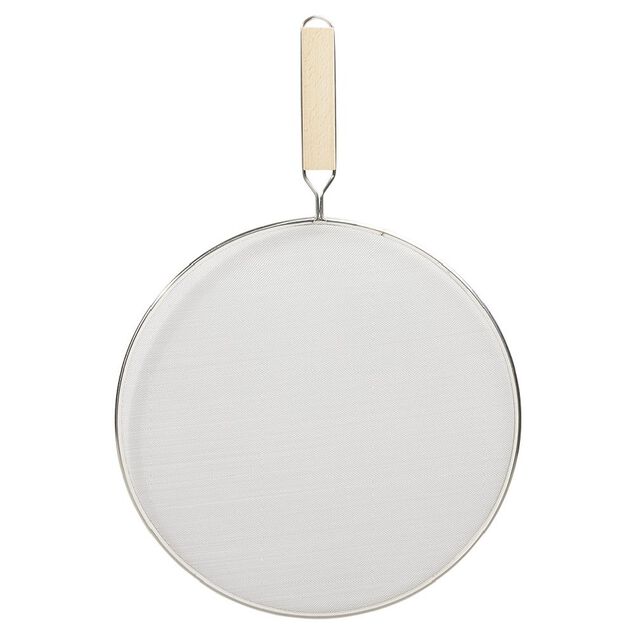 Couvercle anti &eacute;claboussures &eacute;cran inox et bambou &Oslash;29cm