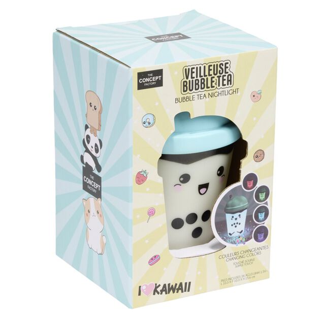Lampe veilleuse kawaii smoothie forme bubble tea couleurs changeantes H15,3cm