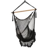 Si&egrave;ge suspendu Natura bois macram&eacute; noir 100x130xH125cm