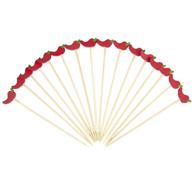 Pique ap&eacute;ritif x20 bambou d&eacute;cor salsa L12cm (2 mod&egrave;les piment ou cactus)