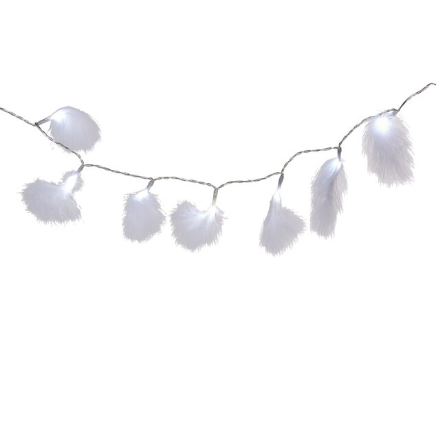 Guirlande &eacute;lectrique plumes lumineuses blanc fixe L. 3,9 m