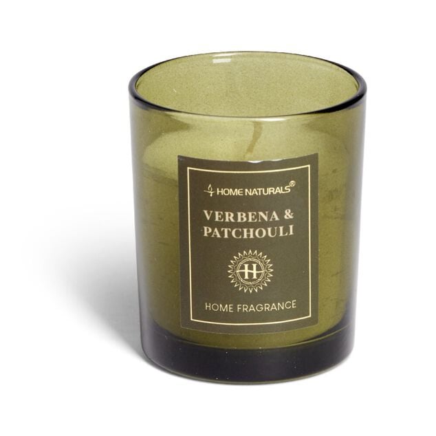 Bougie senteur verveine patchouli dans pot en verre &Oslash;6,4xH7,9cm vert