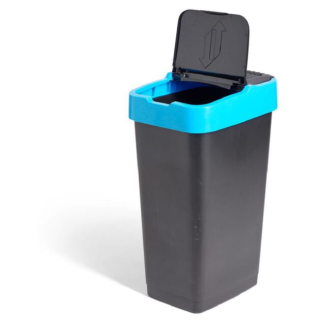 Poubelle de tri pour papier 60L plastique bleu et noir