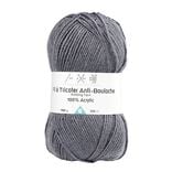 Pelote de fil à tricoter acrylique anti bouloche gris anthracite