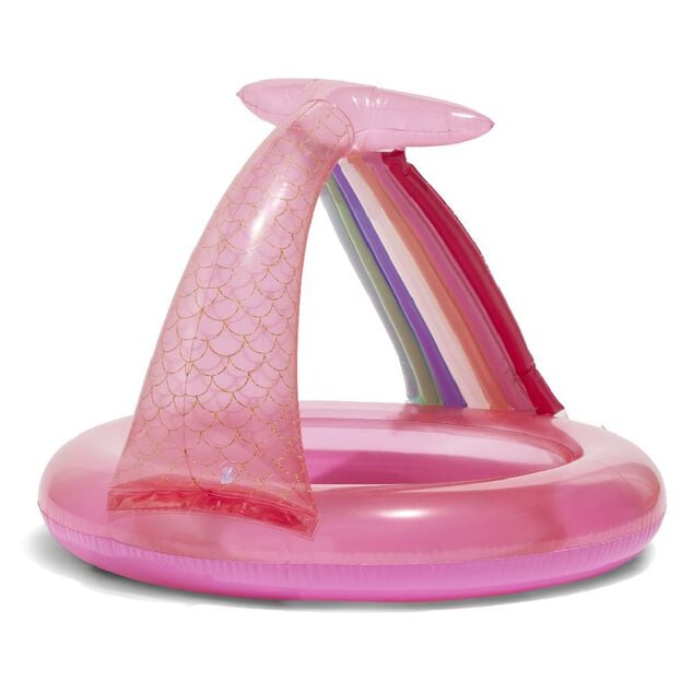Piscinette gonflable enfant ombrelle sir&egrave;ne rose &Oslash;100xH83cm