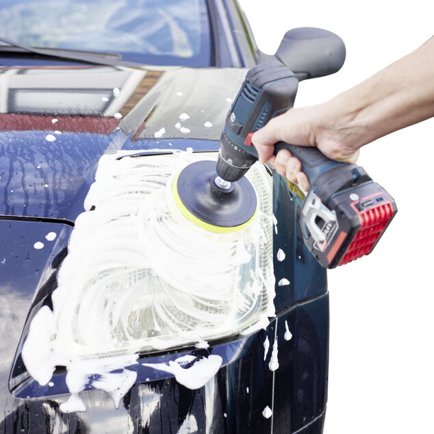 Kit &eacute;ponge et disque de polissage x5 adaptable visseuse &Oslash;12,5cm