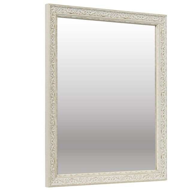 Miroir bord bois et verre mod&egrave;le Eug&eacute;nie blanc 40x50cm