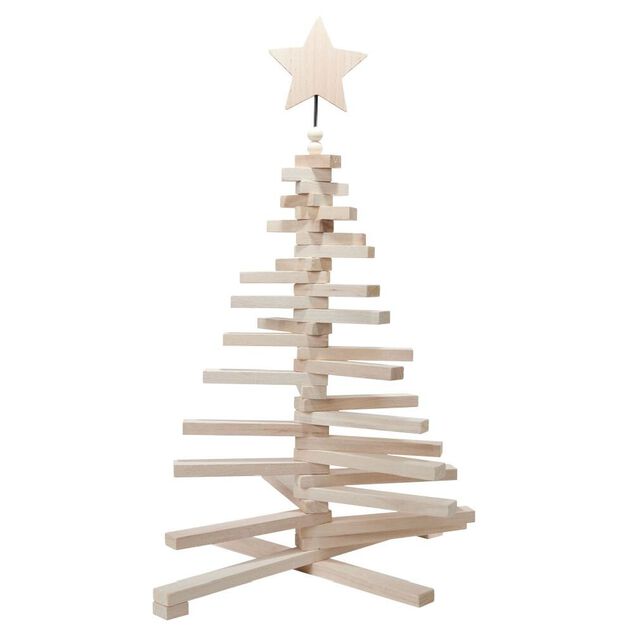 Sapin de Noël en bois amovible gris 48xH71cm