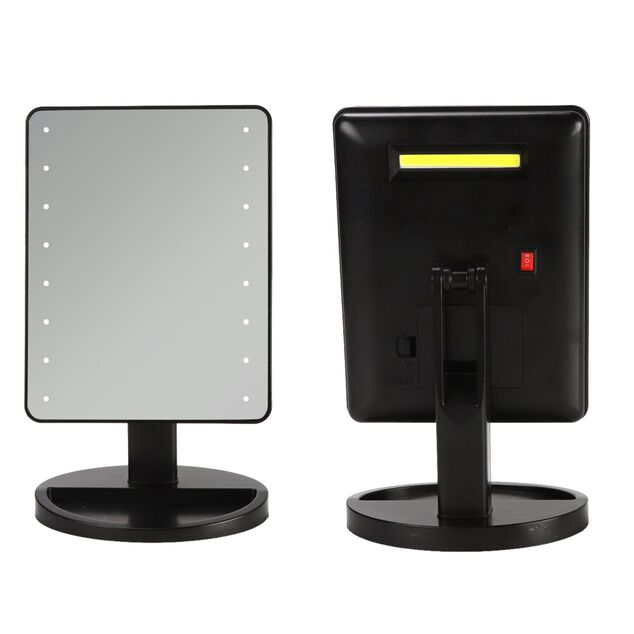 Miroir &agrave; LED &agrave; poser 14,5x5,5x23cm noir