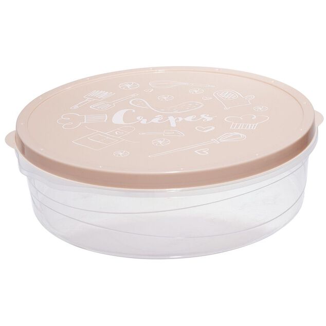 Bo&icirc;te &agrave; cr&ecirc;pes ronde avec couvercle imprim&eacute; cuisine &Oslash;28xH9cm (4 mod&egrave;les)