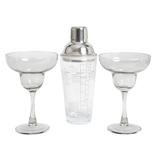 Set à cocktail 2 verres à pied 270ml margarita et 1 shaker 420ml