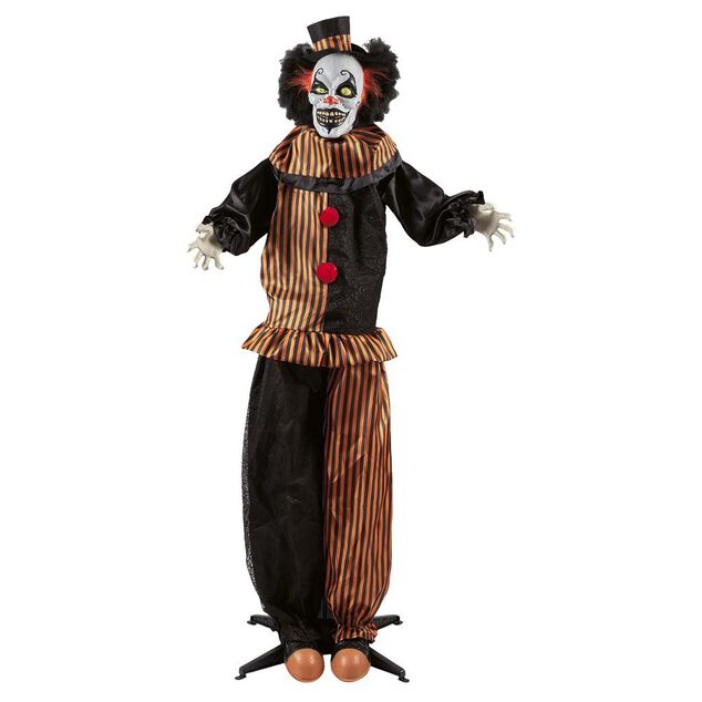 Clown anim&eacute; Halloween lumineux et sonore H170 cm