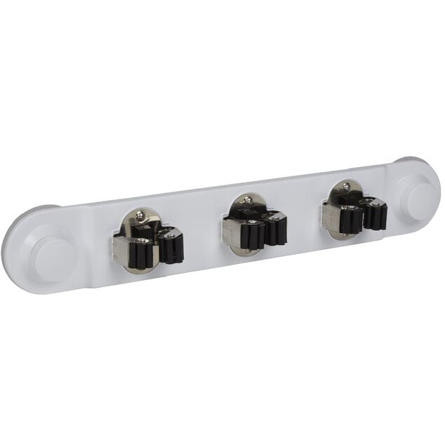 Accroche balai &agrave; ventouse blanc x3