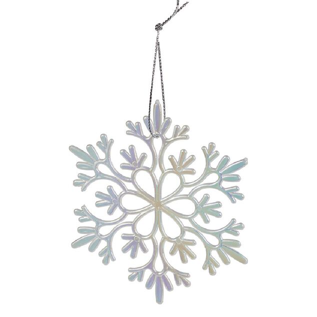 Flocon à suspendre brillant bleu ou blanc Ø10cm