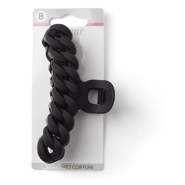 Pince &agrave; cheveux effet tress&eacute; plastique noir mat 11cm