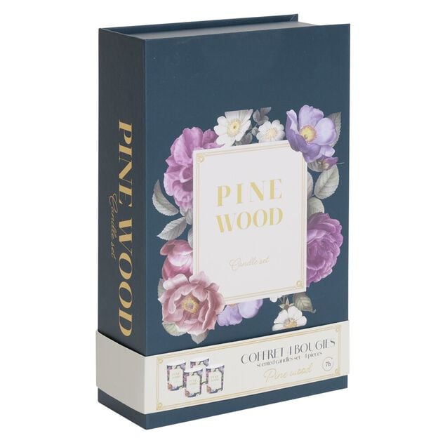 Bougie parfum&eacute;e dans verre x4 coffret forme livre 16x17cm (4 mod&egrave;les)