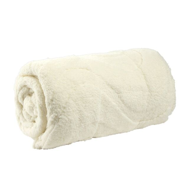 Plaid uni relief jacquard 130x190cm (2 mod&egrave;les beige ou blanc)