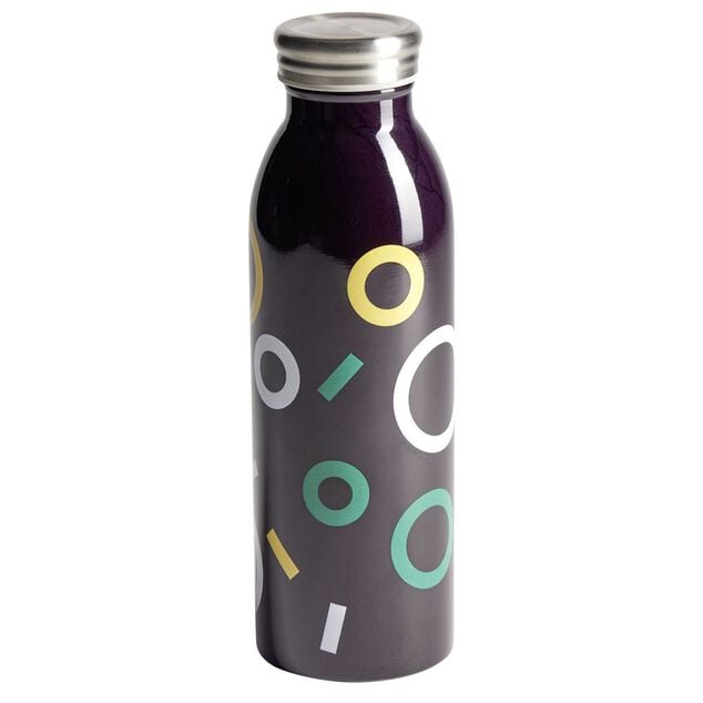 Bouteille isotherme acier noir motif rond 500ml &Oslash;6,7xH21,8cm