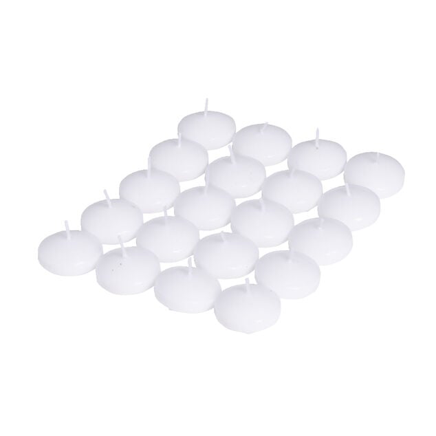 Lot de 20 bougies flottantes cire blanche Ø4,5cm