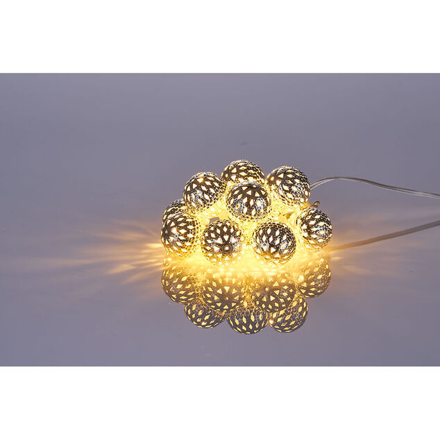 Guirlande boules lumineuses 10 LED blanc chaud fixe 90 cm
