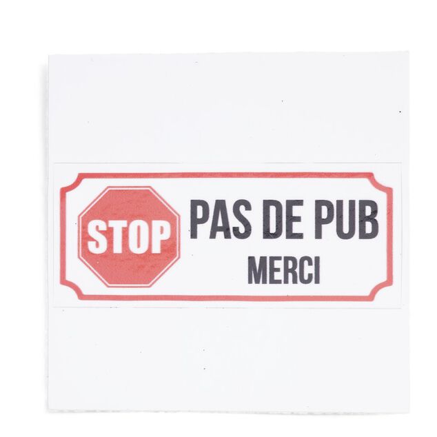 Signalétique adhésive "Stop, pas de pub" - 8x8 cm