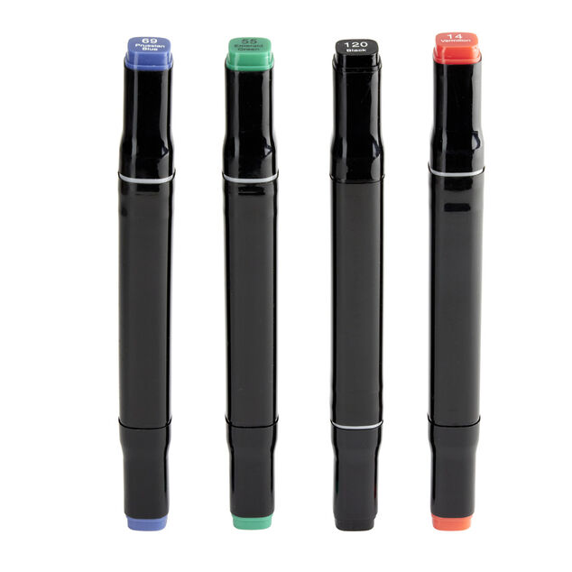 Lot de 4 marqueurs double pointe 4 couleurs L15cm