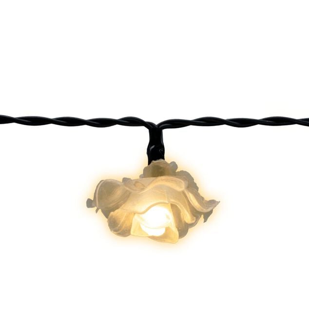 Guirlande solaire 20LED blanc chaud forme rose 7,8m