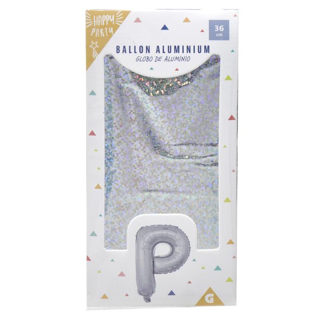 Ballon forme lettre P aluminium (2 modèles doré ou argenté)