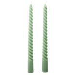 Bougie chandelier torsadée vert H25cm x2