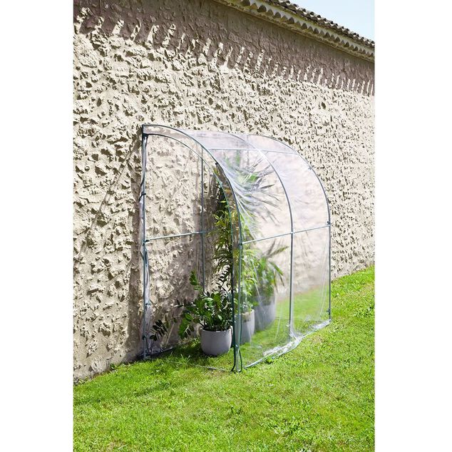 Serre murale PVC transparent et m&eacute;tal  100x200xH215cm