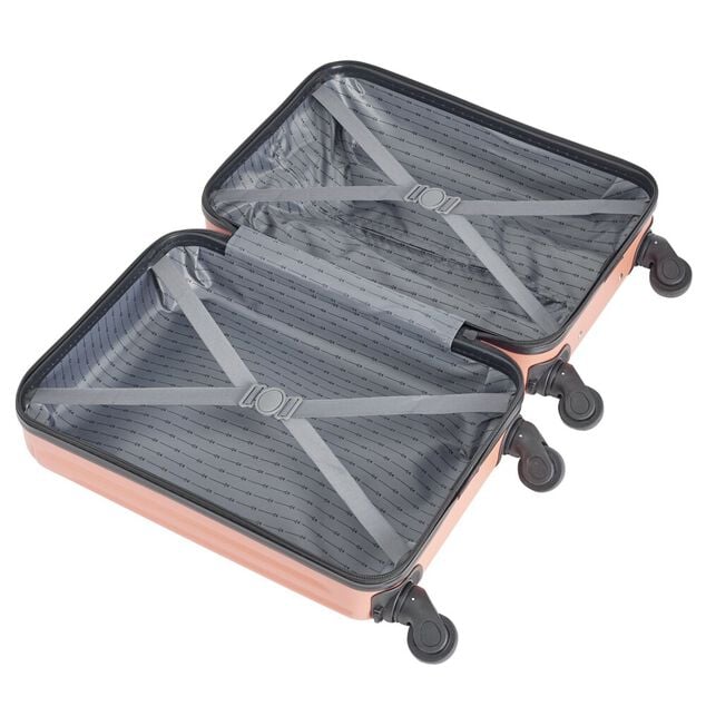 Valise cabine 26L lowcost trolley 4 roulettes amovibles plastique ABS corail