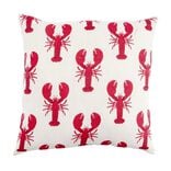 Coussin carr&eacute; beige motif homard 40x40cm