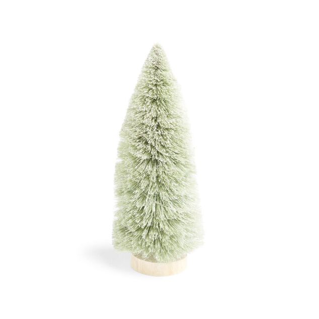 D&eacute;coration sapin vert lumineux LED blanc chaud H24cm &agrave; piles