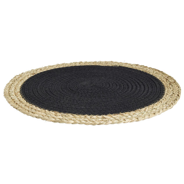 Set de table rond coton et paille tress&eacute; &Oslash;38cm (2 mod&egrave;les)