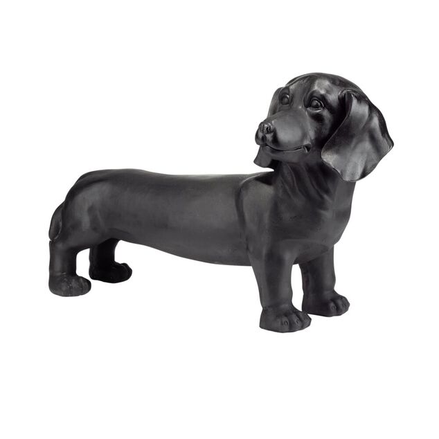 Statue chien teckel en r&eacute;sine grand mod&egrave;le L56xH35cm (2 mod&egrave;les noir ou blanc)