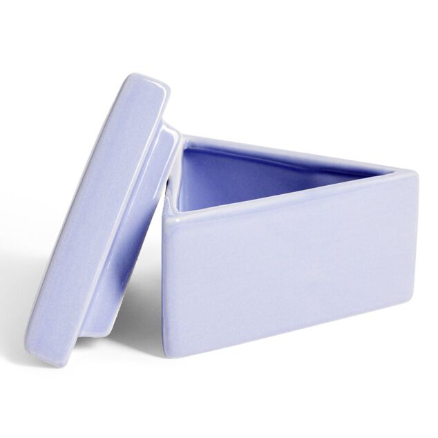 Bo&icirc;te triangle c&eacute;ramique bleu 12x10,5xH8cm