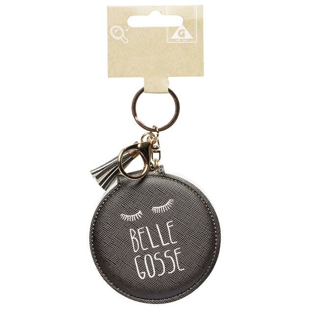 Porte cl&eacute; double miroir avec inscription message effet simili