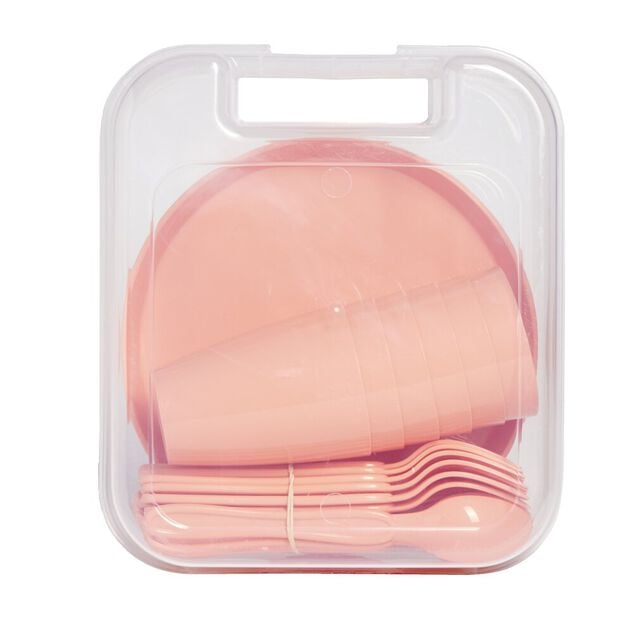 Service de pique-nique pour 6 personnes plastique orange