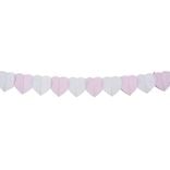 Guirlande coeur papier de soie rose et blanc 3m