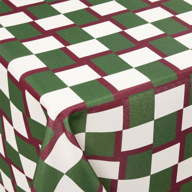 Nappe rectangulaire polyester vichy beige vert 150x250cm