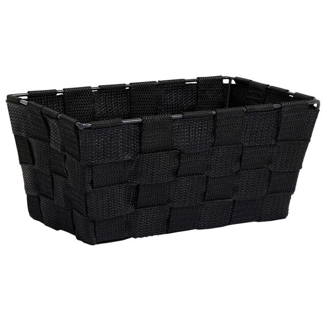 Pani&egrave;re de rangement carr&eacute;e tissu tress&eacute; gris 21,5x21,5xH12cm