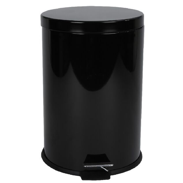 Poubelle ronde p&eacute;dale noir 20 L
