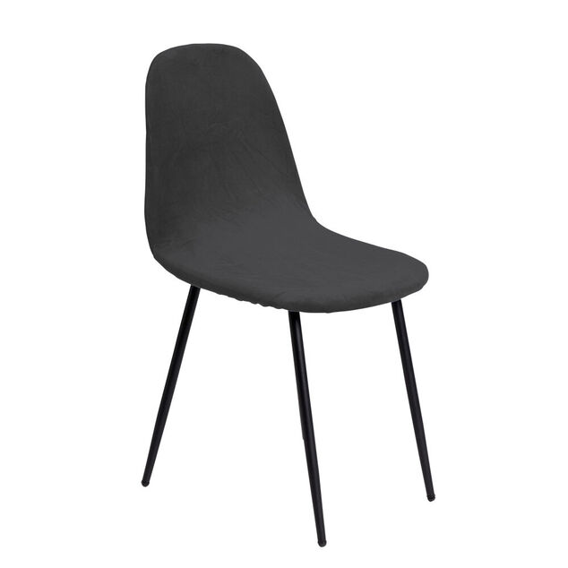 Housse de chaise velours extensible gris L45xP40xH45cm