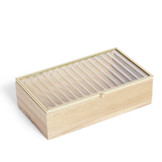 Bo&icirc;te bois d'acacia et verre taille L 18x10x5,3cm