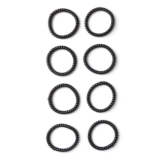 Lot de 8 &eacute;lastiques &agrave; cheveux spirale caoutchouc noir