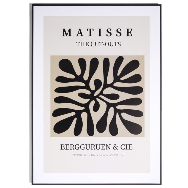 Cadre d&eacute;co en bois inspiration Matisse motif abstrait noir 50x70cm