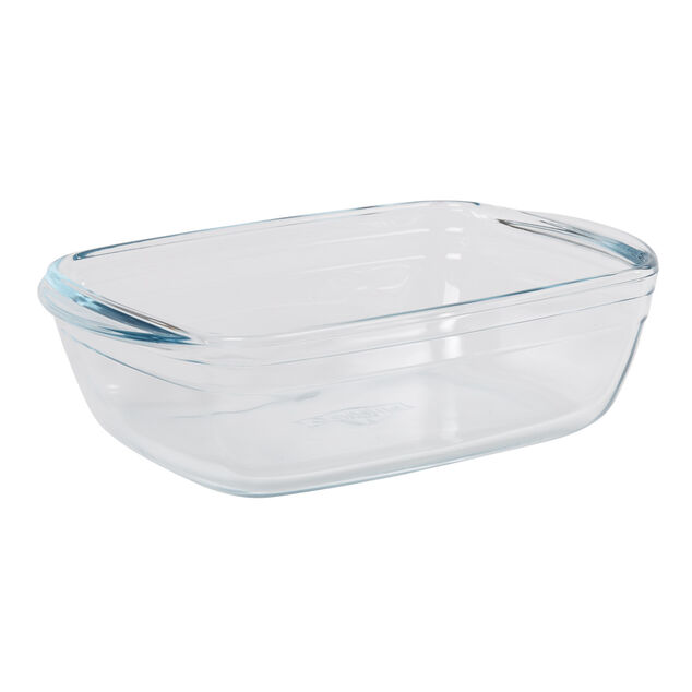 Plat &agrave; four rectangulaire en verre couvercle plastique