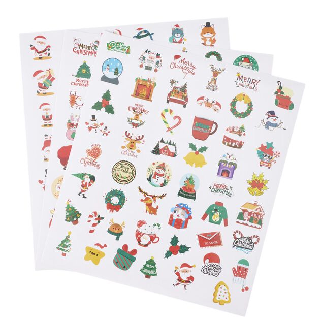 Planche d'autocollants de noël X3 papier et plastique L21X8Xép.0,1 cm multicolore