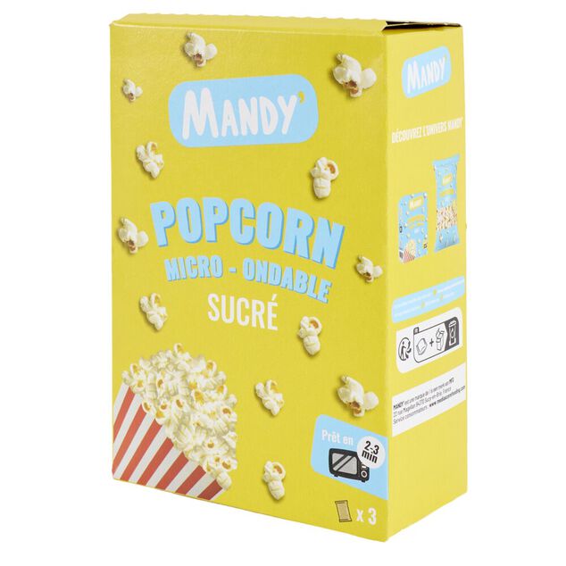 Popcorn sucr&eacute; micro-ondes Mandy 3x80gr