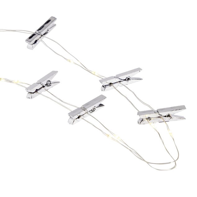Guirlande LED &agrave; pinces 280cm plastique argent&eacute;